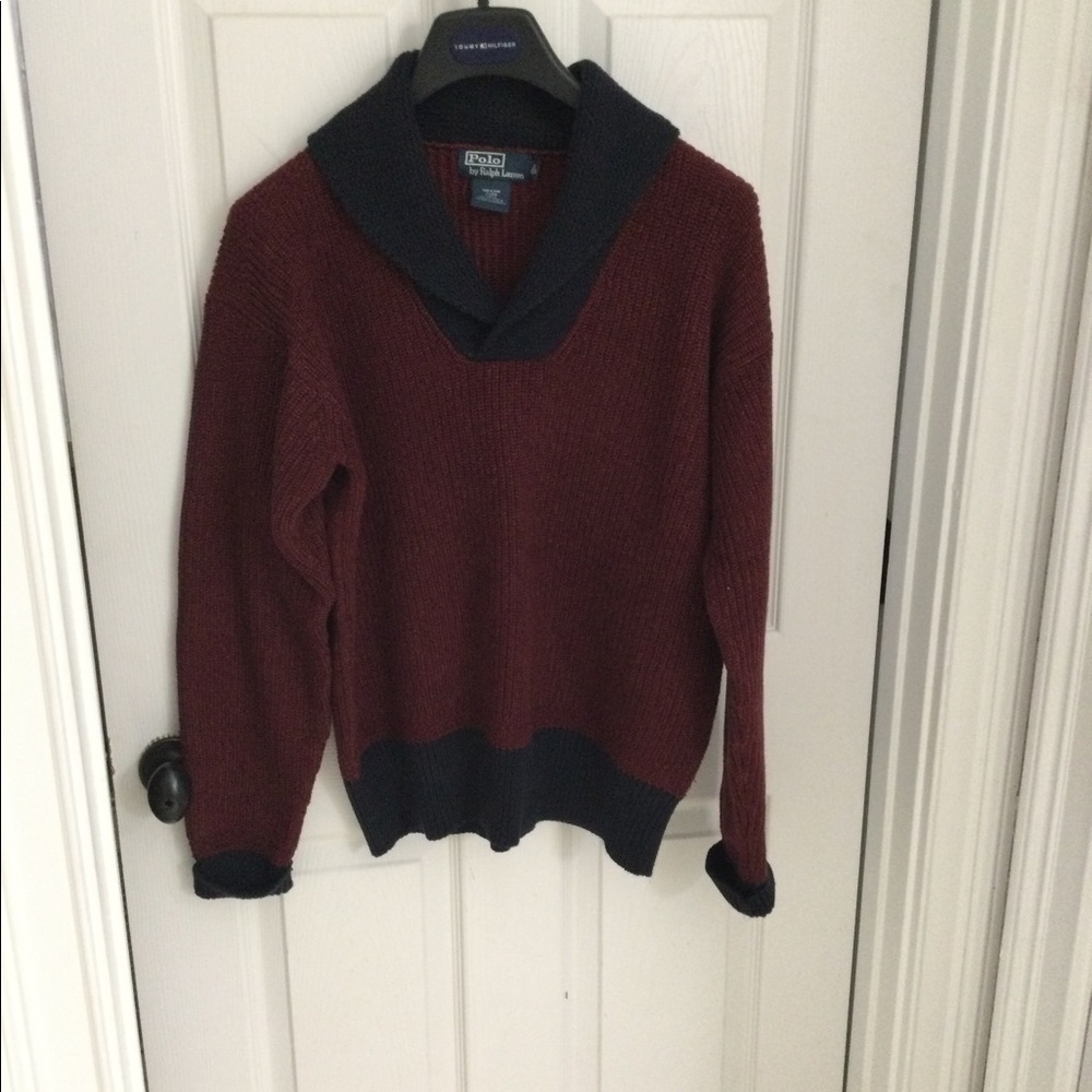Polo sweater with collar with leather patches by Ralph Lauren size M